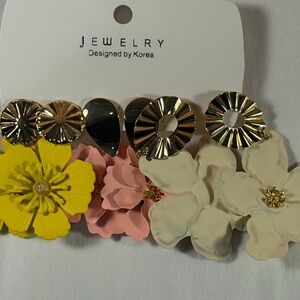 JEWELRY Floral Drop Earrings - Yellow, Pink & Cream